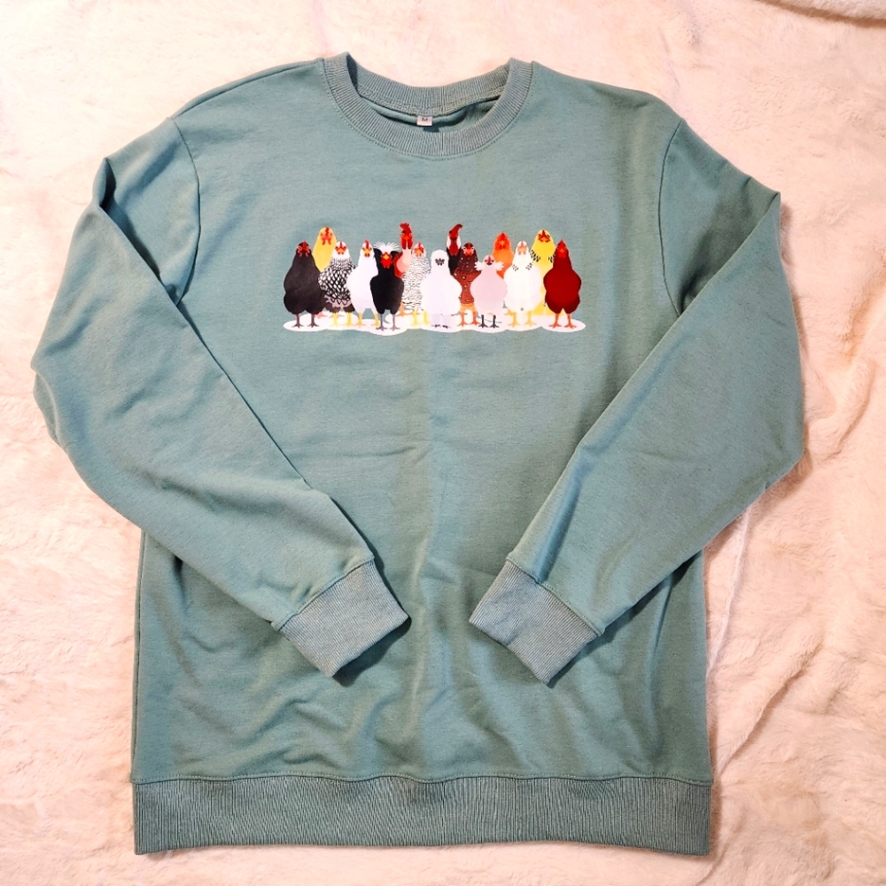 Chicken Mom Era Sweatshirt, Sage Mint Green, Size Medium, NWOT